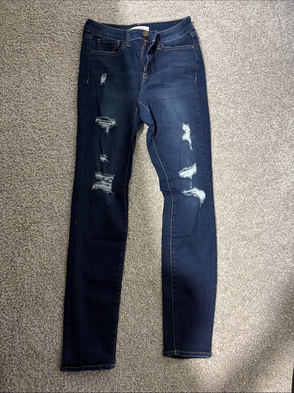SO Women's Dark Blue Distressed Skinny Jeans
